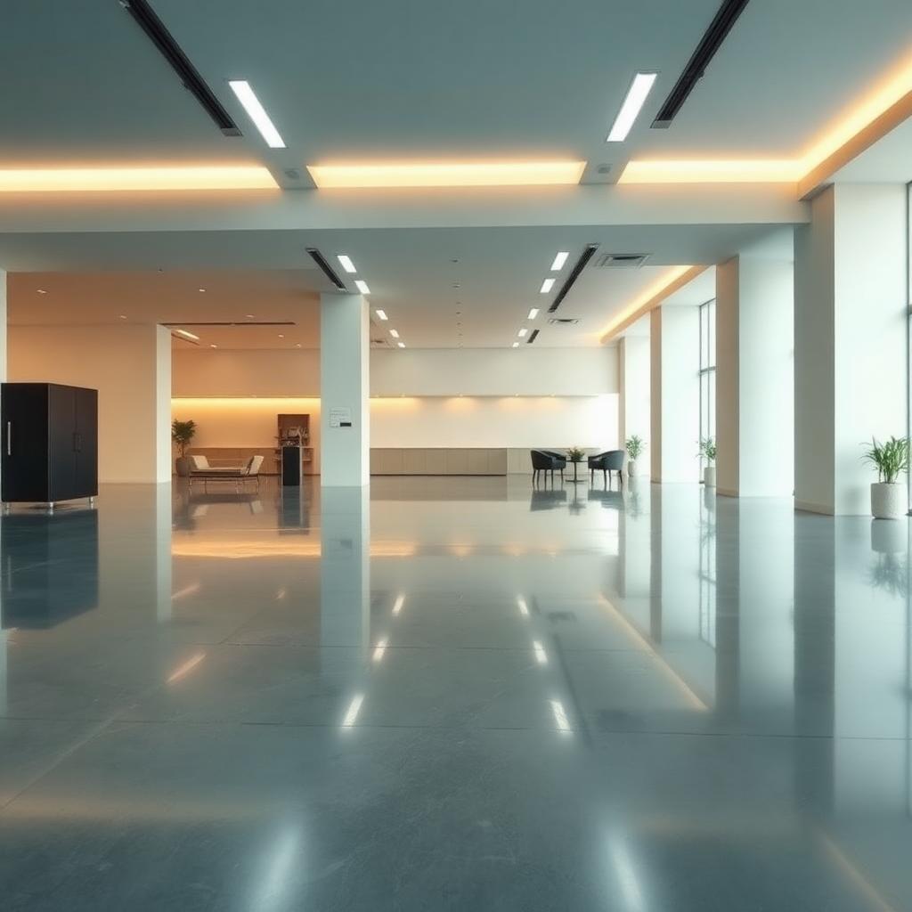 Polished concrete showroom floor