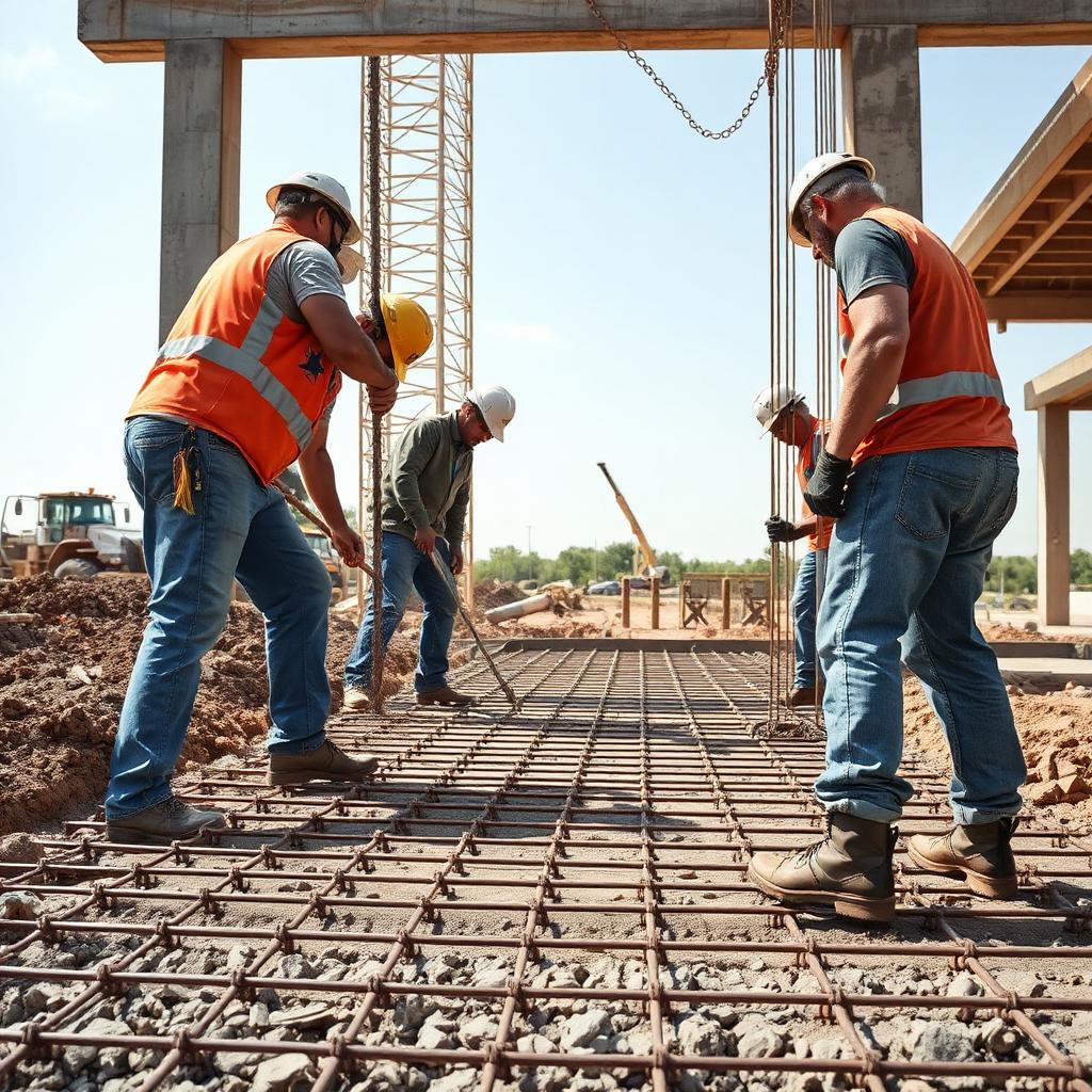 Foundation pour with rebar grid